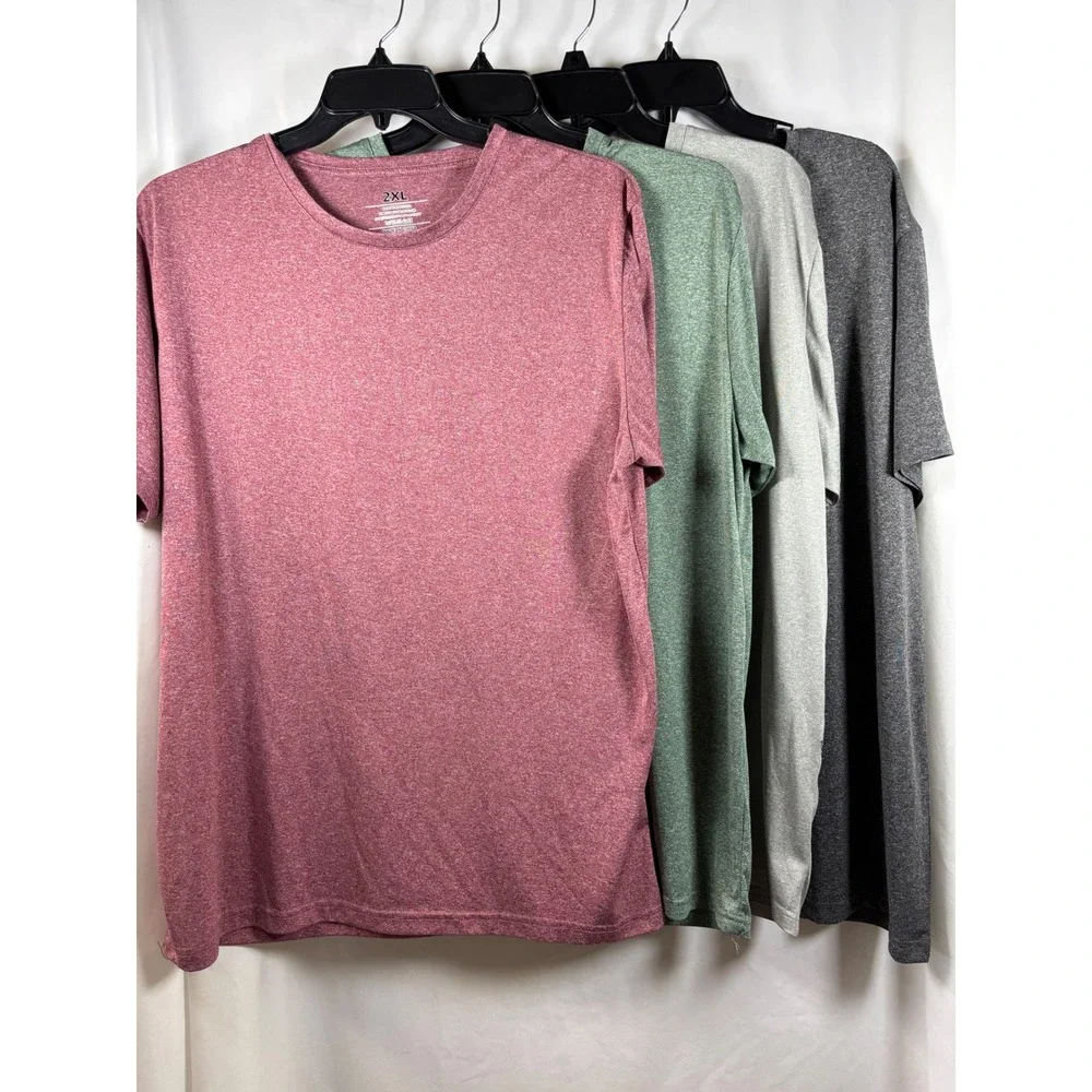 Lot of 4 Mens 2XL Heathered Performance T-Shirts Short Sleeve Crew Neck Basics - Picture 1 of 13